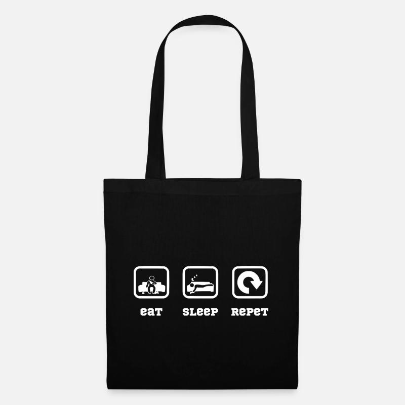 eat sleep repeat - Stoffbeutel - Schwarz