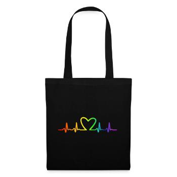LGBT Pride Rainbow Heartbeat - Sac en tissu - noir - Devant