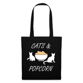 Katzen und Popcorn-Filme Kitty Lustiges Sprichwort - Stoffbeutel - Schwarz - Vorne