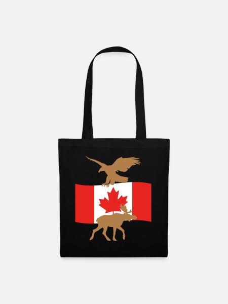 Kanada Flagge Elch Adler - Stoffbeutel - Schwarz