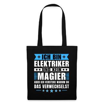 Ich bin Elektriker und kein Magier - Stoffbeutel - Schwarz - Vorne