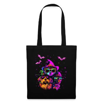 Halloween coole Hunde und Katze Brille, Neonfarbe - Stoffbeutel - Schwarz - Vorne