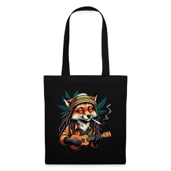 Ein rauchender Fuchs gesellt sich hinzu, während er Ukulele spielt - Stoffbeutel - Schwarz - Vorne
