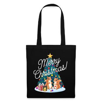 Squirrel Christmas Tree Christmas Tree - Tote Bag - black - Front