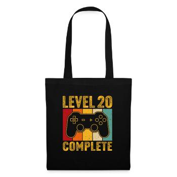20.Geburtstag - 20 Jahre Gamer Level 20 complete - Stoffbeutel - Schwarz - Vorne