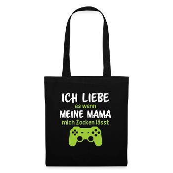 Ich liebe es wenn meine mama mich zocken lässt - Stoffbeutel - Schwarz - Vorne