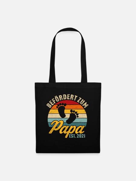 Retro befördert zum papa 2021 ich werde vater 2021 - Stoffbeutel - Schwarz