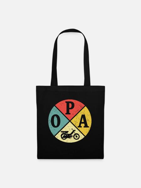 retro opa mopied großvater mofa mopedfahrer - Stoffbeutel - Schwarz
