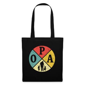 Retro Opa und Enkelin und Enkel - Stoffbeutel - Schwarz - Vorne