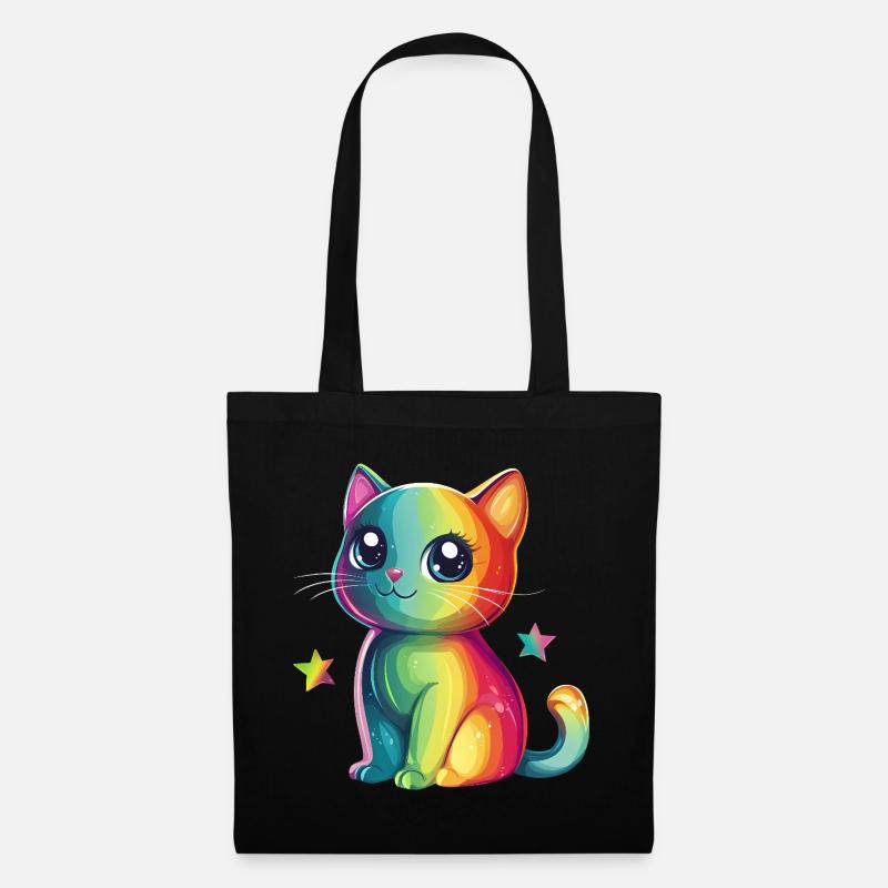 Cute Rainbow Cat - Tote Bag - black