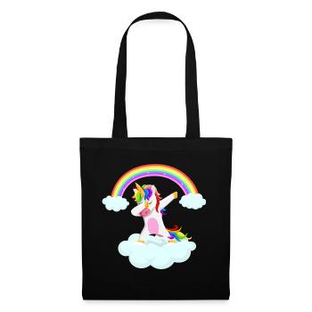 Dabbing unicorn cadeau idée licorne arc-en-ciel - Sac en tissu - noir - Devant