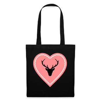 Heart gingerbread heart deer antler - Tote Bag - black - Front