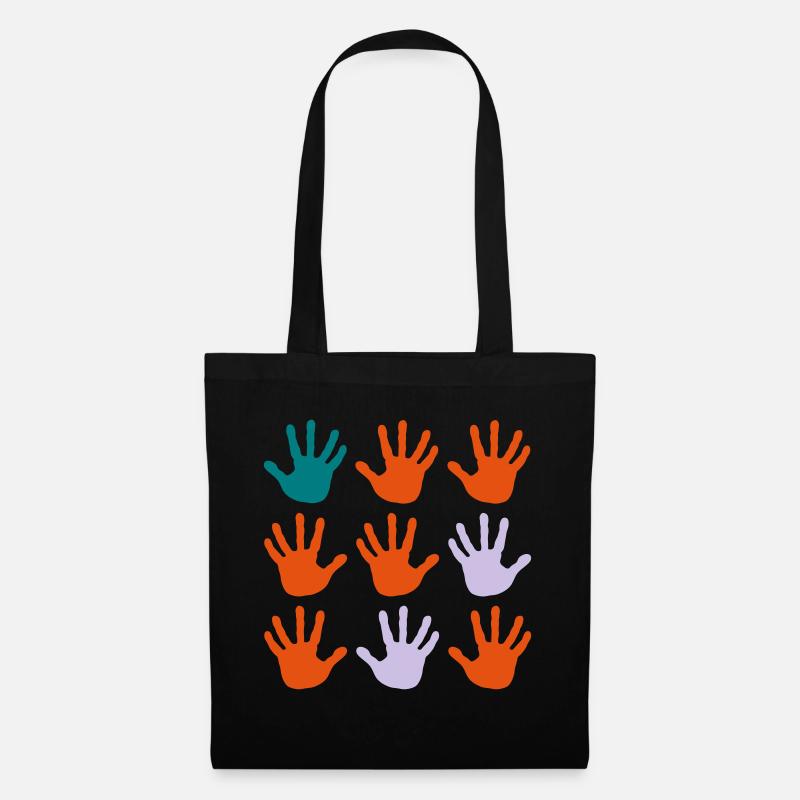 hand abdrücke - Stoffbeutel - Schwarz
