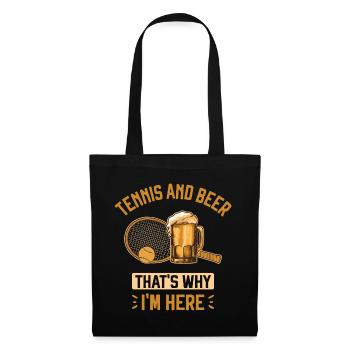 Tennis et bière Écrit Tennis Drôle Joueur de tennis - Sac en tissu - noir - Devant