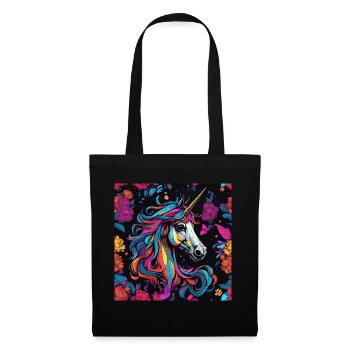Fantasy Einhorn Pop Art - Stoffbeutel - Schwarz - Vorne