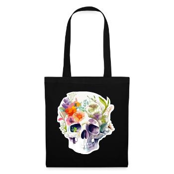 Human Skull and Flowers 11 - Tote Bag - black - Front