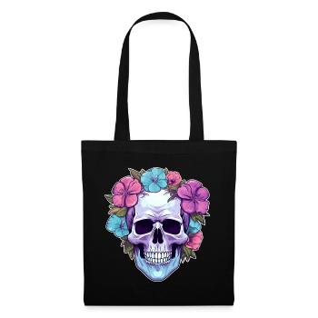 Human Skull & Flowers 32 - Tote Bag - black - Front