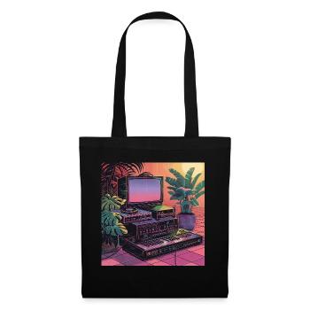 Plantes et musique - Impression de mode de haute qualité - Sac en tissu - noir - Devant