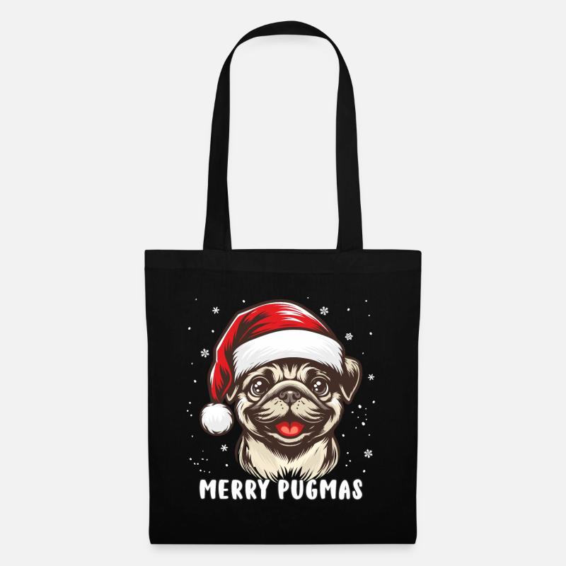 Weihnachten Mops Merry Pugmas - Stoffbeutel - Schwarz