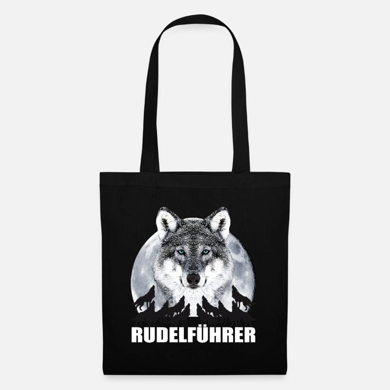 08 Wolf Mond Vollmond Rudel Rudelführer - Stoffbeutel - Schwarz
