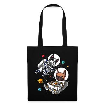 Bouledogue français astronaute espace chiens - Sac en tissu - noir - Devant