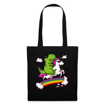 T-Rex Dinosaure Equitation Unicorn Magical Rainbow - Sac en tissu - noir - Devant