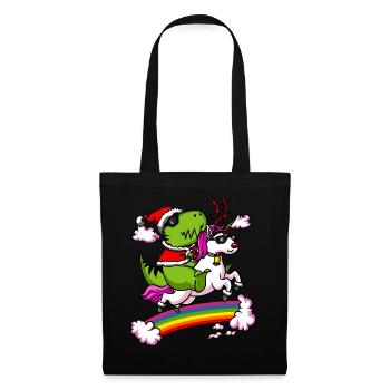 T-Rex Dinosaur Santa Riding Unicorn Christmas - Tote Bag - black - Front