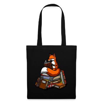 Cute Fox Book Reading Animal - Tote Bag - black - Front