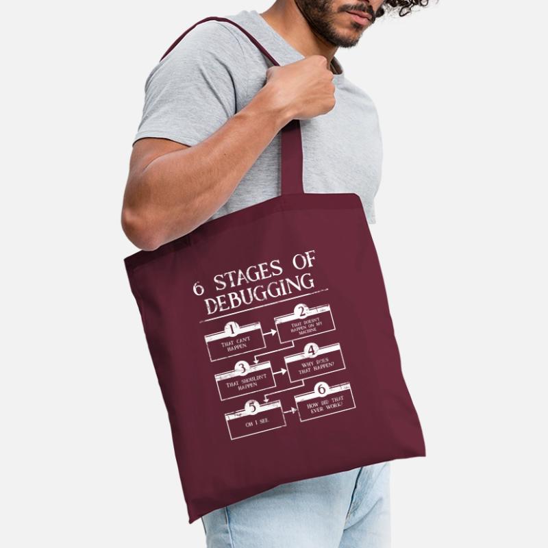 6 Stages Of Debugging Computer Programming Coding Tote Bag