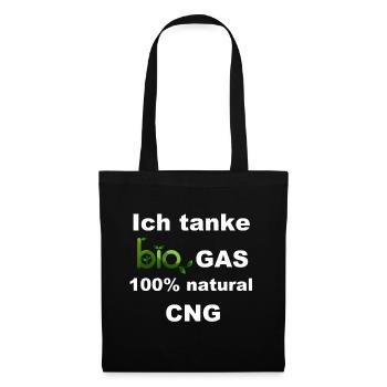 Ich tanke Bio Gas 100% natural CNG - Stoffbeutel - Schwarz - Vorne