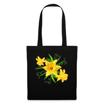 Fleurs de jonquille jaune Fleurs de Pâques printemps - Sac en tissu - noir - Devant