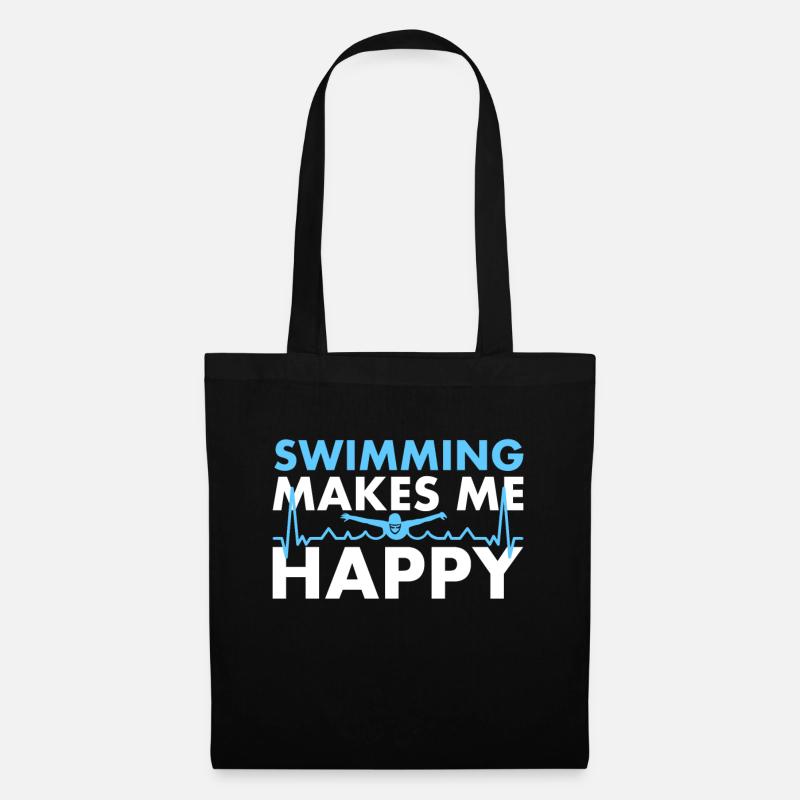 Schwimmen macht mich glücklich Schwimmer - Stoffbeutel - Schwarz