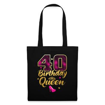 40 Birthday Queen | 40. Geburtstag Geschenkidee - Stoffbeutel - Schwarz - Vorne
