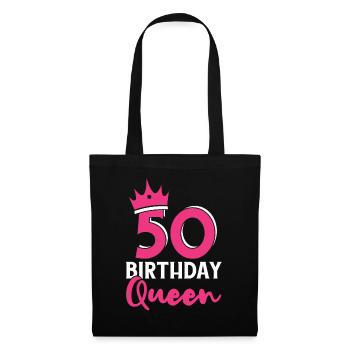 50 Birthday Queen - Geschenk 50. Geburtstag - Stoffbeutel - Schwarz - Vorne