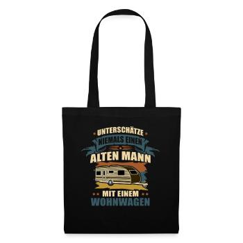 Unterschätze niemals einen alten Mann - Wohnwagen - Stoffbeutel - Schwarz - Vorne