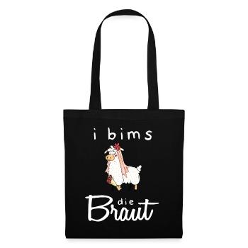 I Bims Die Braut Lama Hochzeit Junggesellin JGA - Stoffbeutel - Schwarz - Vorne