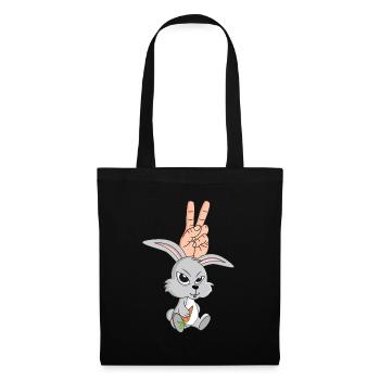 Lapin, lapin ou oreilles de lapin, c'est quoi le lapin de Pâques - Sac en tissu - noir - Devant