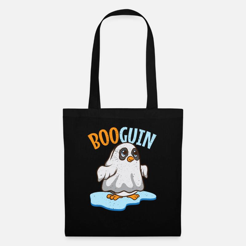Halloween Booguin Pinguin im Gespenst als Geschenk - Stoffbeutel - Schwarz