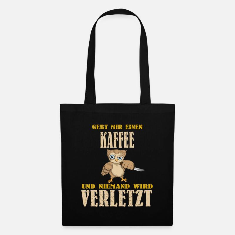 Eule Barista Lebensretter Kaffee Coffee Cappuccino - Stoffbeutel - Schwarz