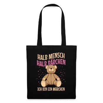 Bär halb Mensch Halb Bärchen, ich bin ein Märchen - Stoffbeutel - Schwarz - Vorne