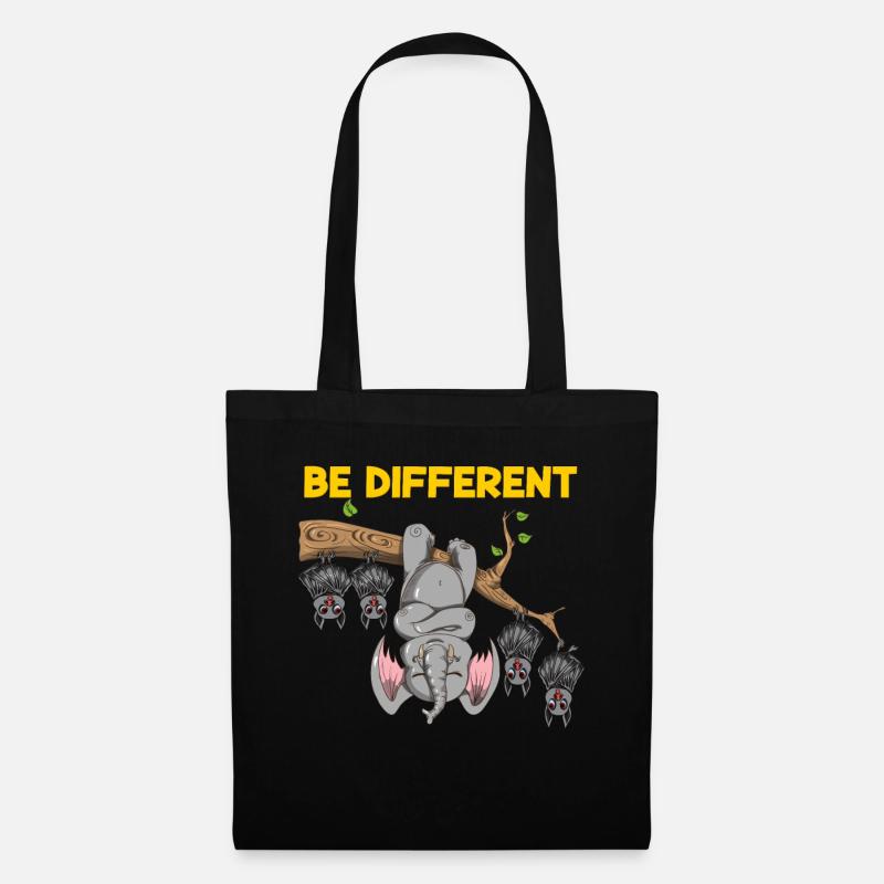 Be Different Design lustiges Fledermäuse Elefant - Stoffbeutel - Schwarz