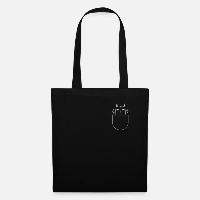 Katze Brusttasche Mittelfinger Katzen Geschenk - Stoffbeutel - Schwarz