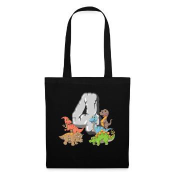 Dinosaure 4 ans enfants 4 anniversaire T-Rex Dino - Sac en tissu - noir - Devant