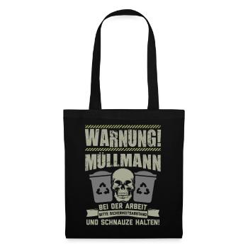Müllmann Müllabfuhr Müllwerker Mülllader Geschenk - Stoffbeutel - Schwarz - Vorne