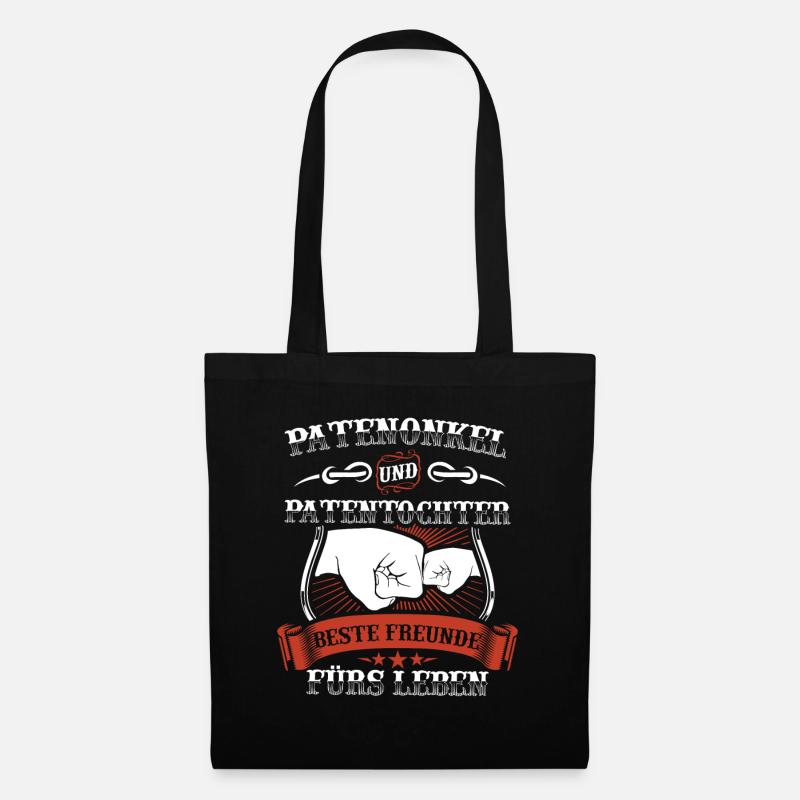 Patenonkel Patentochter Pate | Taufpate Geschenk - Stoffbeutel - Schwarz