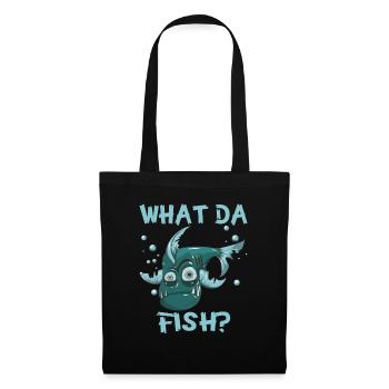 What the Fish Qu’est-ce que le poisson drôle de motif pêcheur - Sac en tissu - noir - Devant