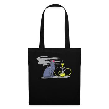 Chat propriétaire chat fumé Shisha fumeurs - Sac en tissu - noir - Devant