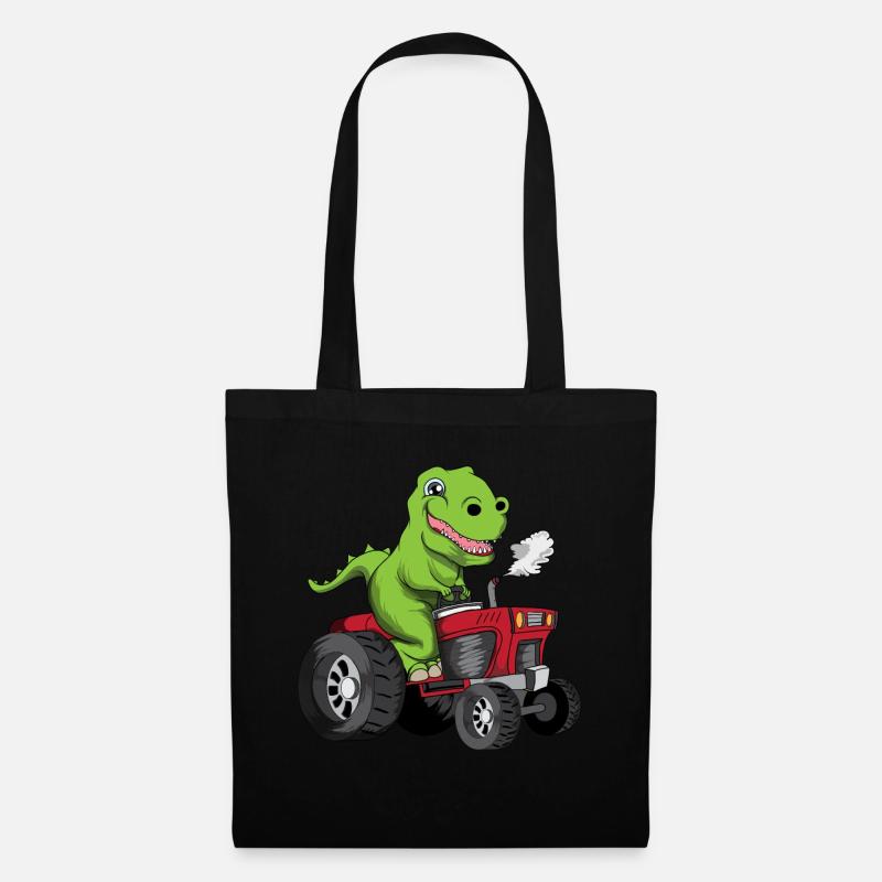 Alte junge Dino Dinosaurier Traktor Trecker T Rex - Stoffbeutel - Schwarz