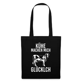 Kühe machen mich Glücklich lustiger Spruch - Stoffbeutel - Schwarz - Vorne