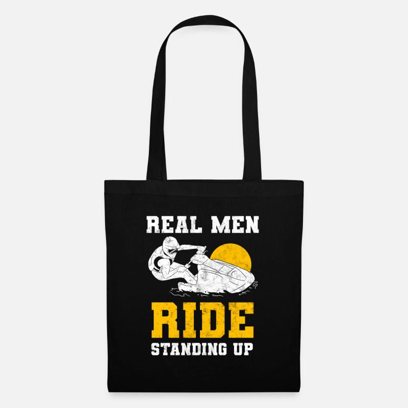 Real Men Ride Standing Up Jet Ski - Stoffbeutel - Schwarz